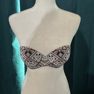 PINK strapless bra tribal print